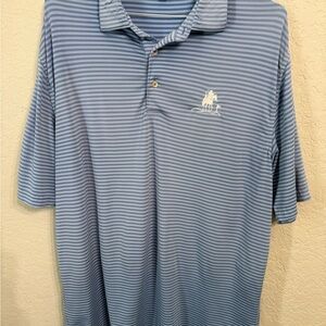 Peter Millar Light Blue Striped Polo